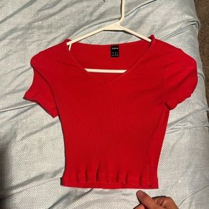 small red shein cropped tee worn a few times